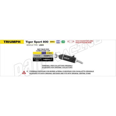 Silencieux INDY RACE EVO homologué embout carbone ARROW Tiger Sport 800 2025-2026