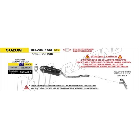 Silencieux Explorer homologué embout carbone ARROW DR-Z4S
