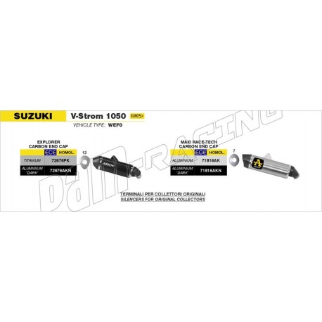 Silencieux Explorer homologué embout carbone ARROW 1050 V-strom 2025-2026