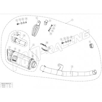Pièces de rechange pour demi-ligne inox/carbone Akrapovic Street Triple 660/765 2020-2022