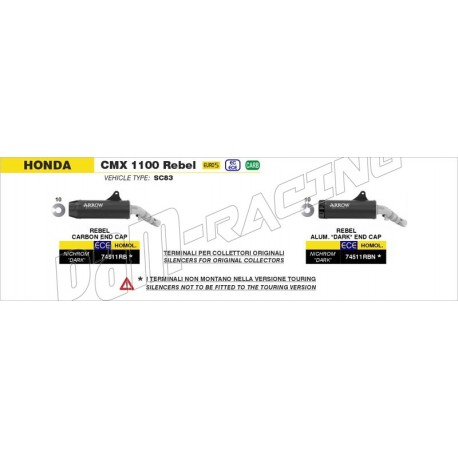 Silencieux Rebel homologué nichrom dark ARROW CMX 1100 Rebel 2021-2025