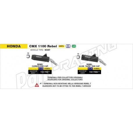 Silencieux Rebel homologué nichrom noir ARROW CMX 1100 Rebel 2025-2026