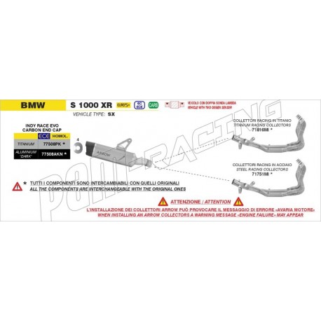 Silencieux INDY RACE EVO homologué ARROW S1000XR 2024-2026