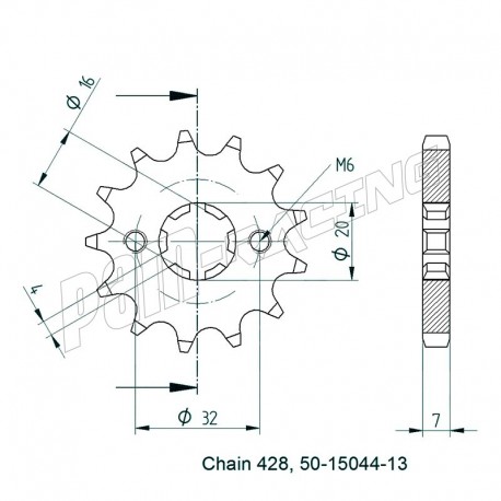 Pignon de sortie de boite 428 BETA, FANTIC, HUSQVARNA, YAMAHA SRT Sprockets