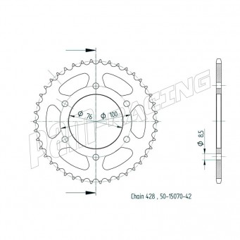 Couronne acier 428 MT125, YZFR 125 SRT Sprocket