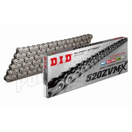 Chaîne de transmission D.I.D. 520 ZVM-X acier ou or