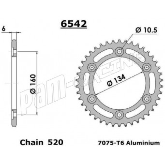 Couronne alu racing 520 CBR 600 et 1000 RR 2004-2024 FRANCE EQUIPEMENT
