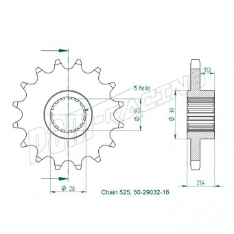Pignon de sortie de boite 525 SRT Sprockets Shiver, Dorsoduro, Caponord
